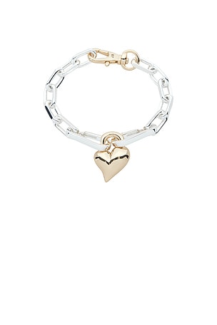 Jenny Bird Padlock Heart Chain Bracelet in Metallic Silver,Metallic Gold