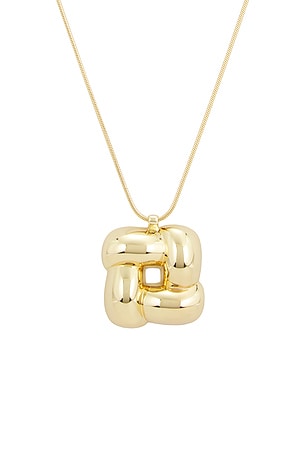 Jenny Bird Woven Square Pendant Necklace in Metallic Gold