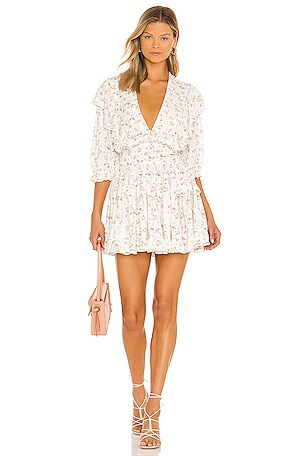 knee length dresses for ladies Paradise Puff Sleeve Dress White main image 1