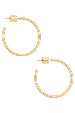 Jennifer Fisher 1 Thread Mini Hoops in Metallic Gold