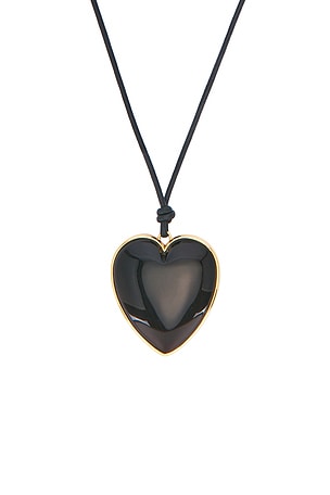 Jennifer Fisher Heart Pendant Long Necklace in Black