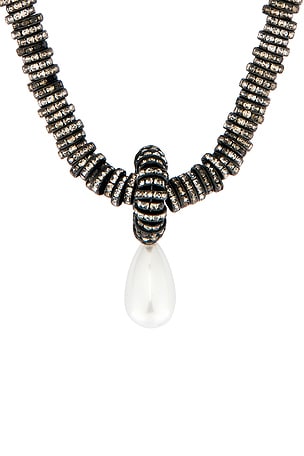 Julietta Pearl Drop Necklace in Black,White