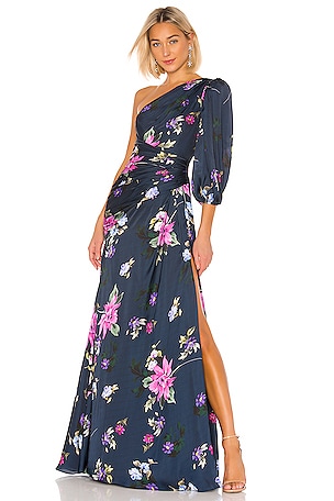 princess polly baby blue dress JILL JILL STUART One Shoulder Gown in Blue Multi