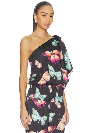 Juliet Johnstone Mariposa One Shoulder Top in Black