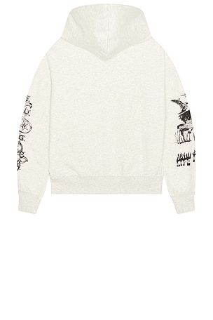 Jungles Scribbles Zip Hoodie in Light Grey