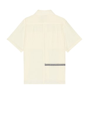 Jungles Weave Trim Button Up Shirt in Cream