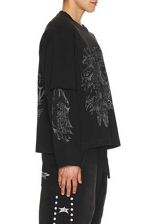 Jungles Loud Noises Long Sleeve Tee in Black