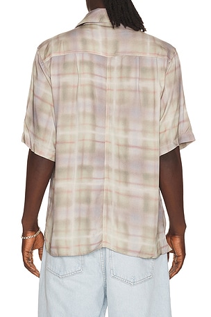 Jungles Airbrush Plaid Button Up Shirt in Brown