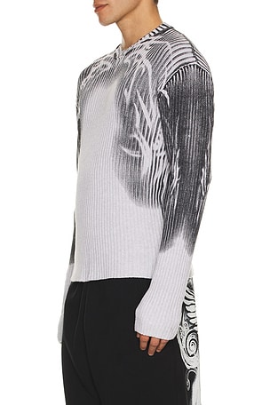 Jaded London Tattoo Spray Knit Sweater in Grey