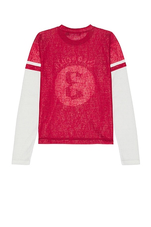 Jaded London Double Layer Varsity Top in Red