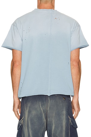 Jaded London Make Noise Spliced Frayed T-Shirt in Blue