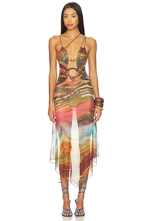 Wooden Trim Mesh Dress Jaded London