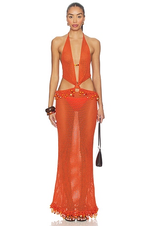 Crochet Bead Trim Maxi Dress Jaded London