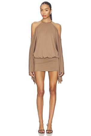 Jaded London Backless Embellished Mini Dress in Brown