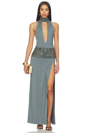 Beaded Halterneck Maxi Dress Jaded London