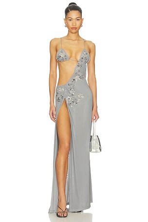 Beaded Frayed Maxi Dress Jaded London