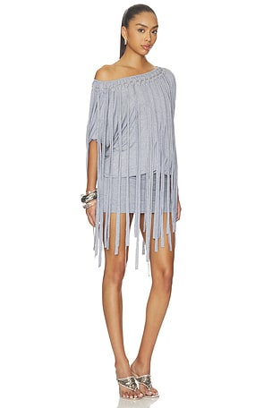 Jaded London Ophidian Fringe Jersey Mini Dress in Grey