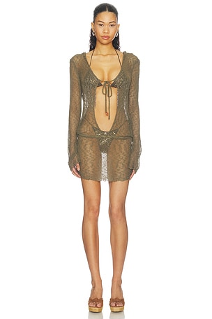 VESTIDO KNIT HOODED CUTOUT MINI  Jaded London