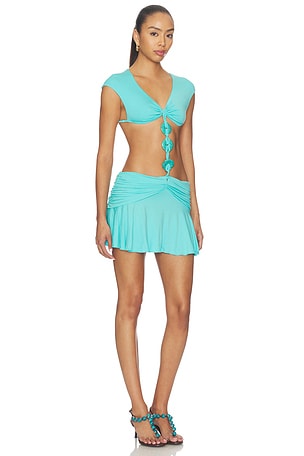 Jaded London Mini Dress With Twist Detail in Teal