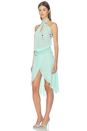Jaded London Mirror Sequin Draped Dress in Blue