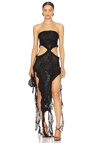 Scrunch Lace Ruffle DressJaded London$90