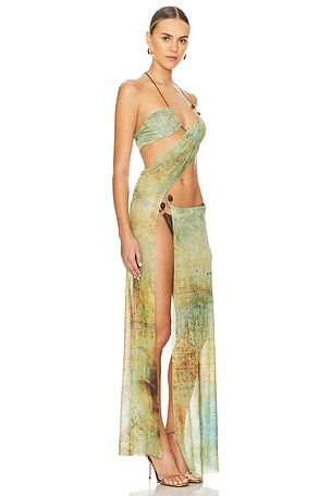 Jaded London Draped Maxi Dress in Green