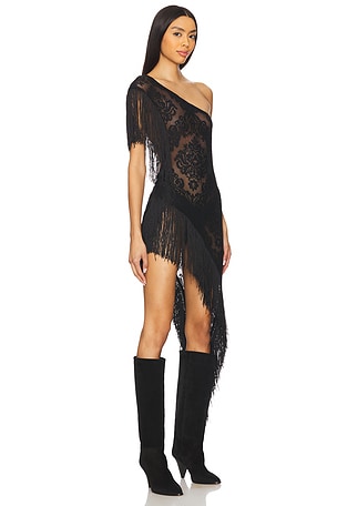 Jaded London Poncho Dress With Tassels in Black