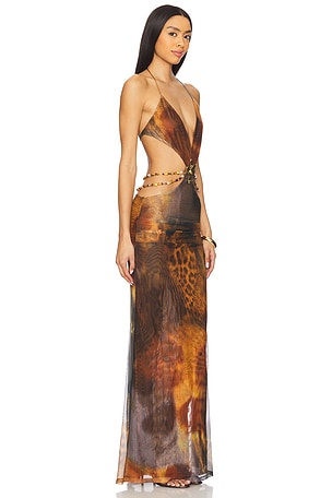 Jaded London Vida Maxi Dress in Burnt Orange