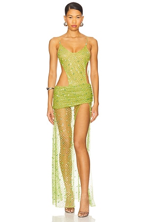 Beaded Mesh Knit Maxi Dress Jaded London