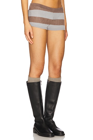 Jaded London Stripe Knitted Hot Pant in Grey. Size XS. Also