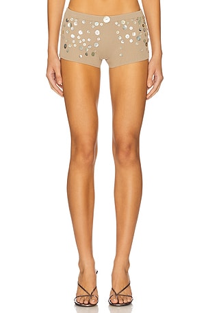 Button Knit Mini Short in Brown Jaded London