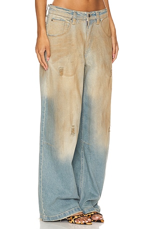 Jaded London Colossus Wide Leg Jeans in Denim-Light