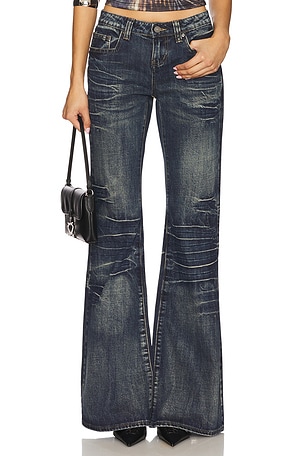 Extreme Blue Wash Flare Jeans Jaded London