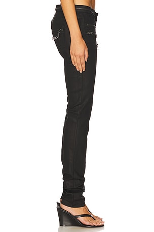 Jaded London Coated Zip Skenny Jean en Noir