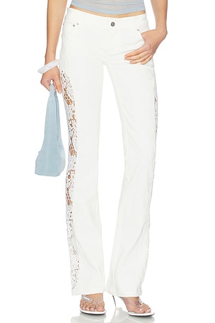 JEANS WHITE COOPER WITH LACE APPLIQUE Jaded London