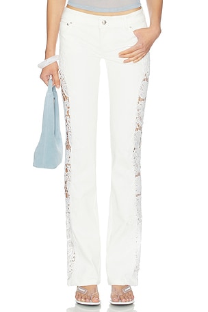 Jaded London White Cooper Jeans With Lace Applique in White