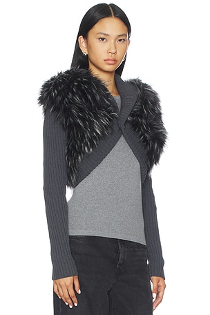 Jaded London Knit Faux Fur Shrug in Grey