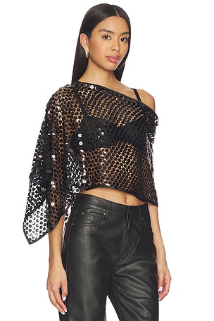 Jaded London Sequin Cape Top in Black