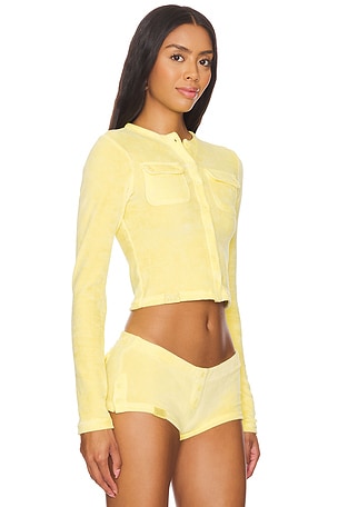 Jaded London Velour Cardigan in Yellow