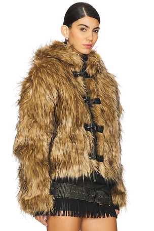 Jaded London Mendoza Faux Fur Jacket in Brown