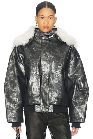 Xl Faux Fur Collar Bomber Jacket Jaded London