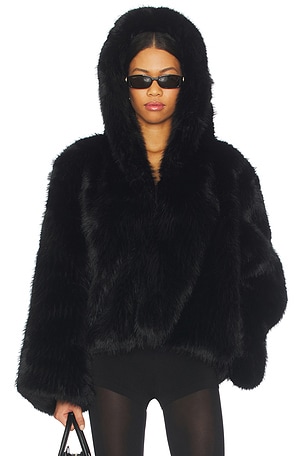 Mara Oversized Hood Faux Fur Jacket Jaded London