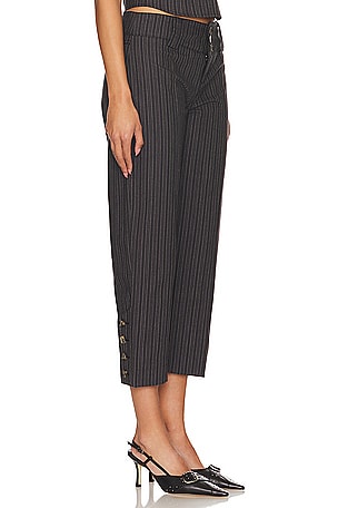 Jaded London Tailored 3/4 Stripe Button Trousers in Black