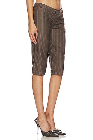 Jaded London Capri Tailored Trouser in Brown