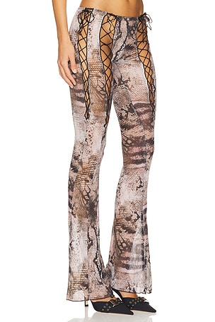 Jaded London Lace Up Mesh Trousers in Brown