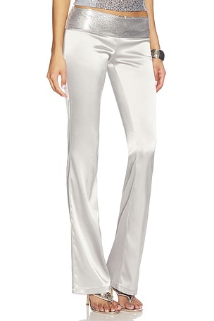 Jaded London Satin Low Rise Chainmail Trouser in Metallic Silver. Size US 8/ UK 12. Also