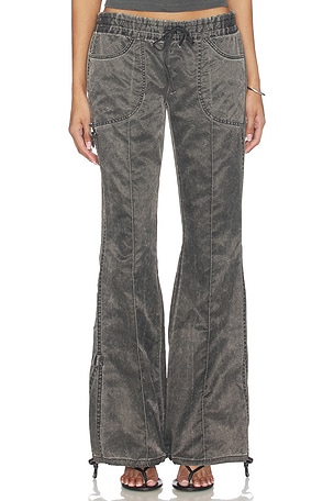 Jaded London Satin Cargo Pant in Charcoal