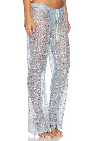 Jaded London Embellished Lace Trouser in Baby Blue
