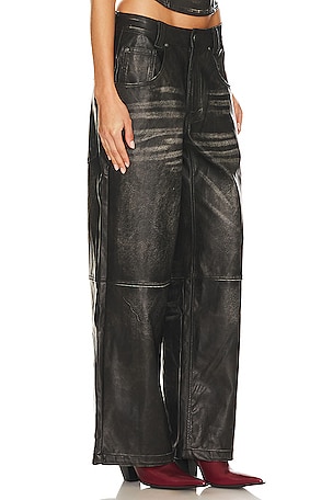 Jaded London Distressed Faux Leather Colossus Pant in Black