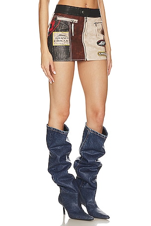 Jaded London Daytona Faux Leather Mini Skirt in Multi